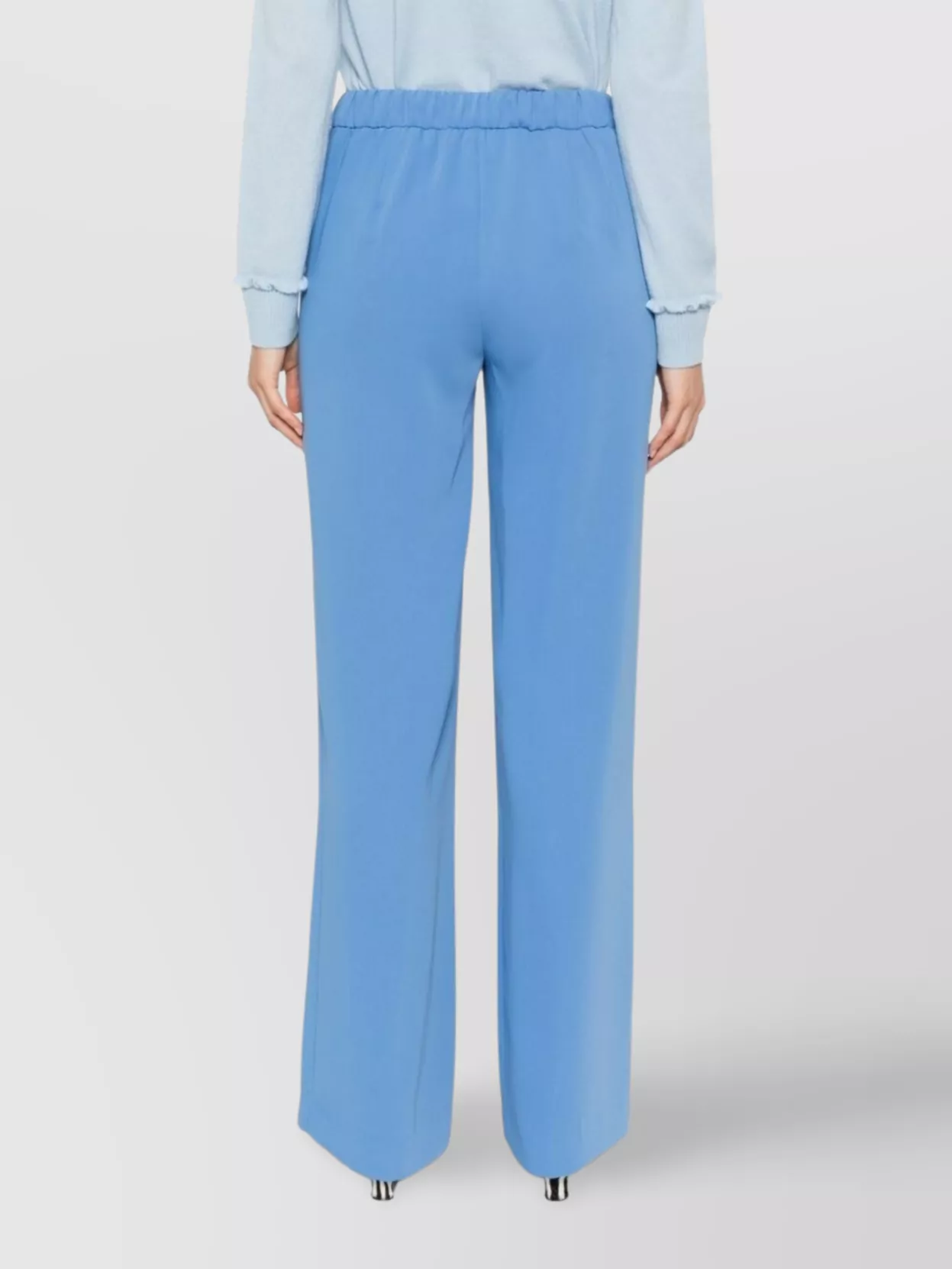 P.a.r.o.s.h High-rise Wide-leg Trousers Elasticated Waist In Blue