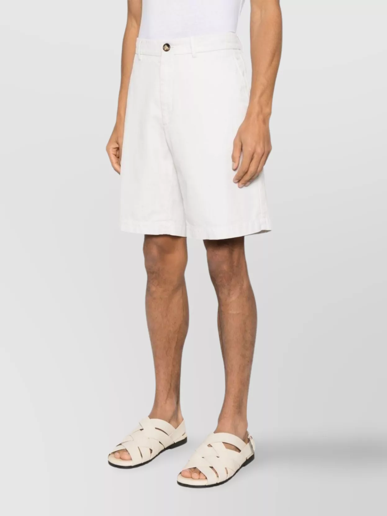 Brunello Cucinelli Tailored Bermuda Shorts With Pockets And Belt Loops In White