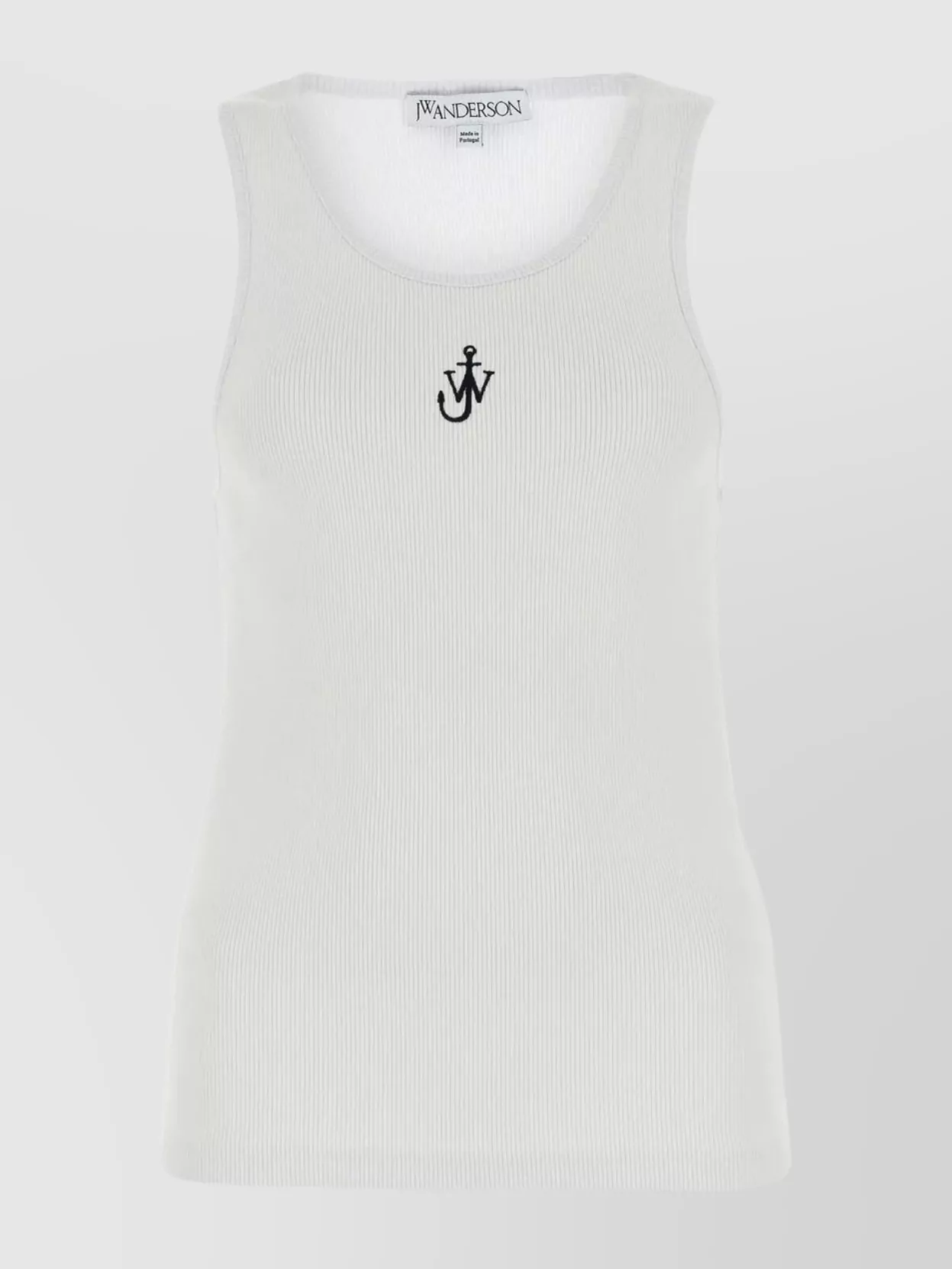 Shop Jw Anderson Cotton Ribbed Crew Neck Tank In White
