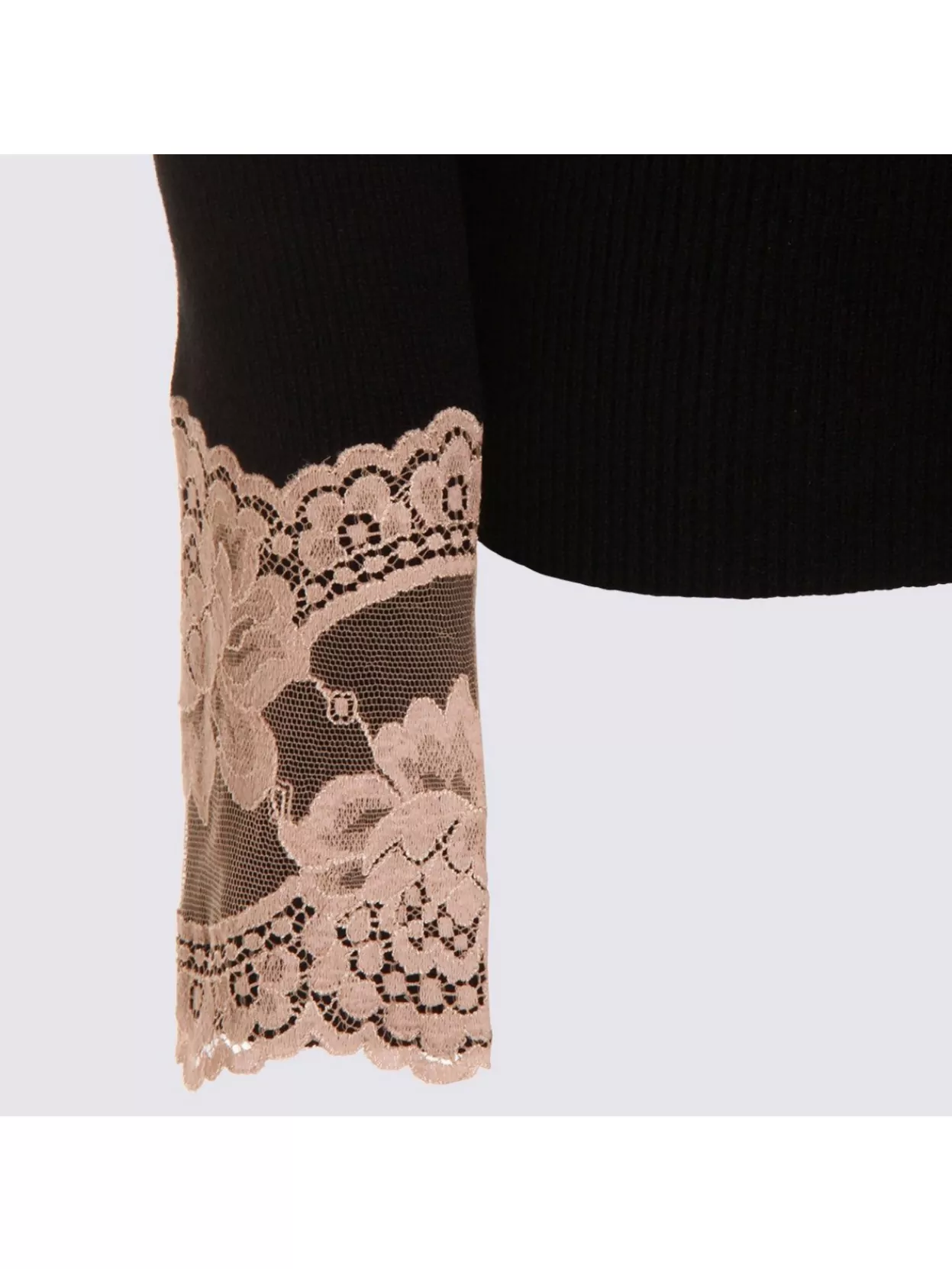 Valentino High Neck Long Sleeve Knitwear With Lace Trim