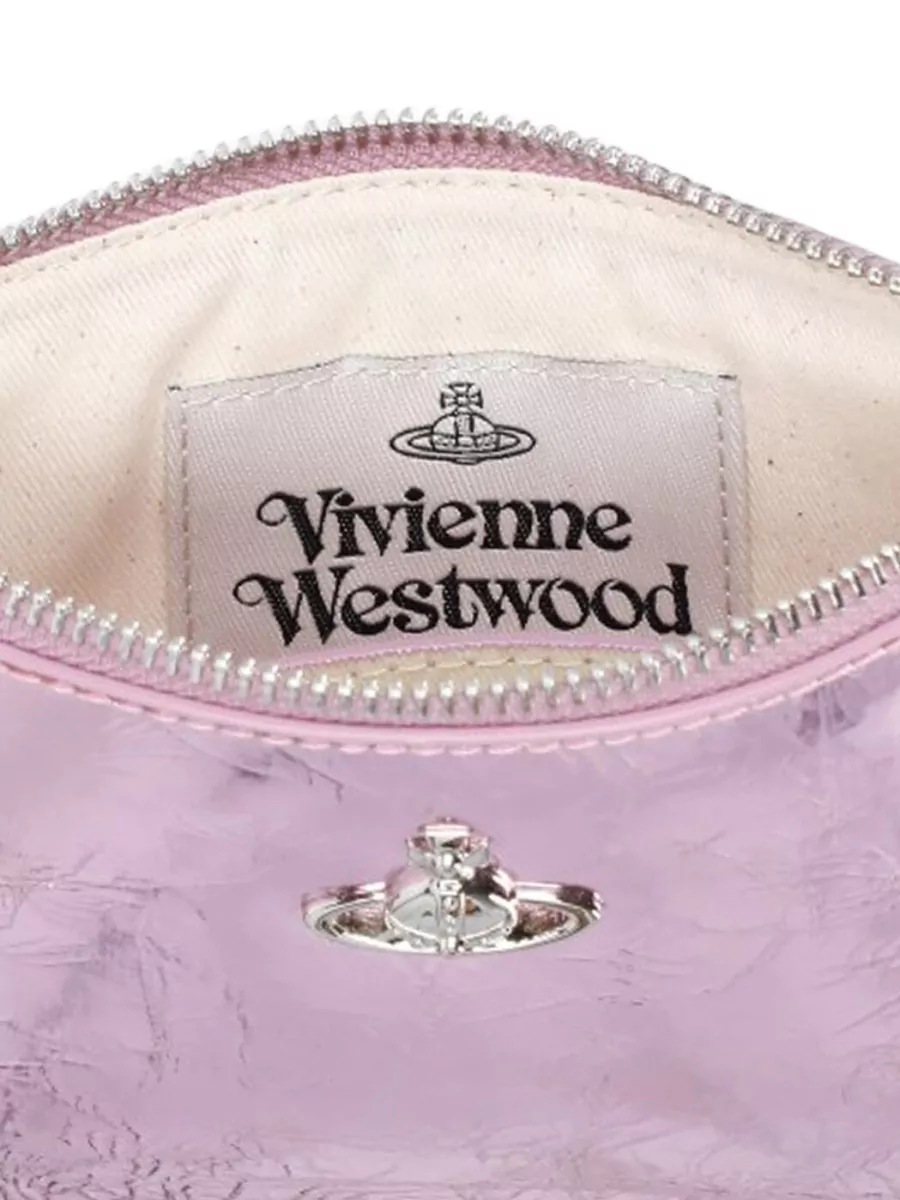 Vivienne Westwood Leather Clutch Metallic Finish Removable Strap