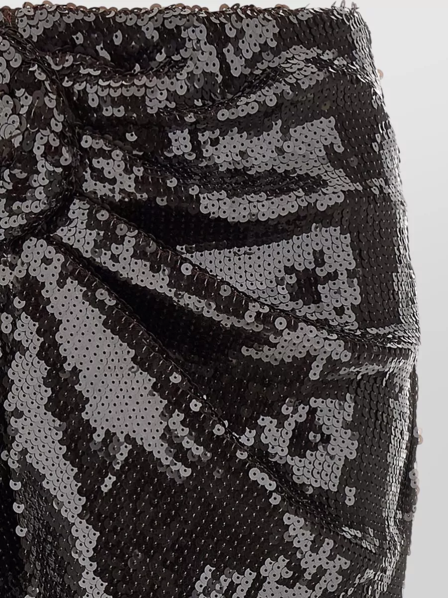 Rotate Birger Christensen Sequined Draped Knot Midi Fitted Skirt