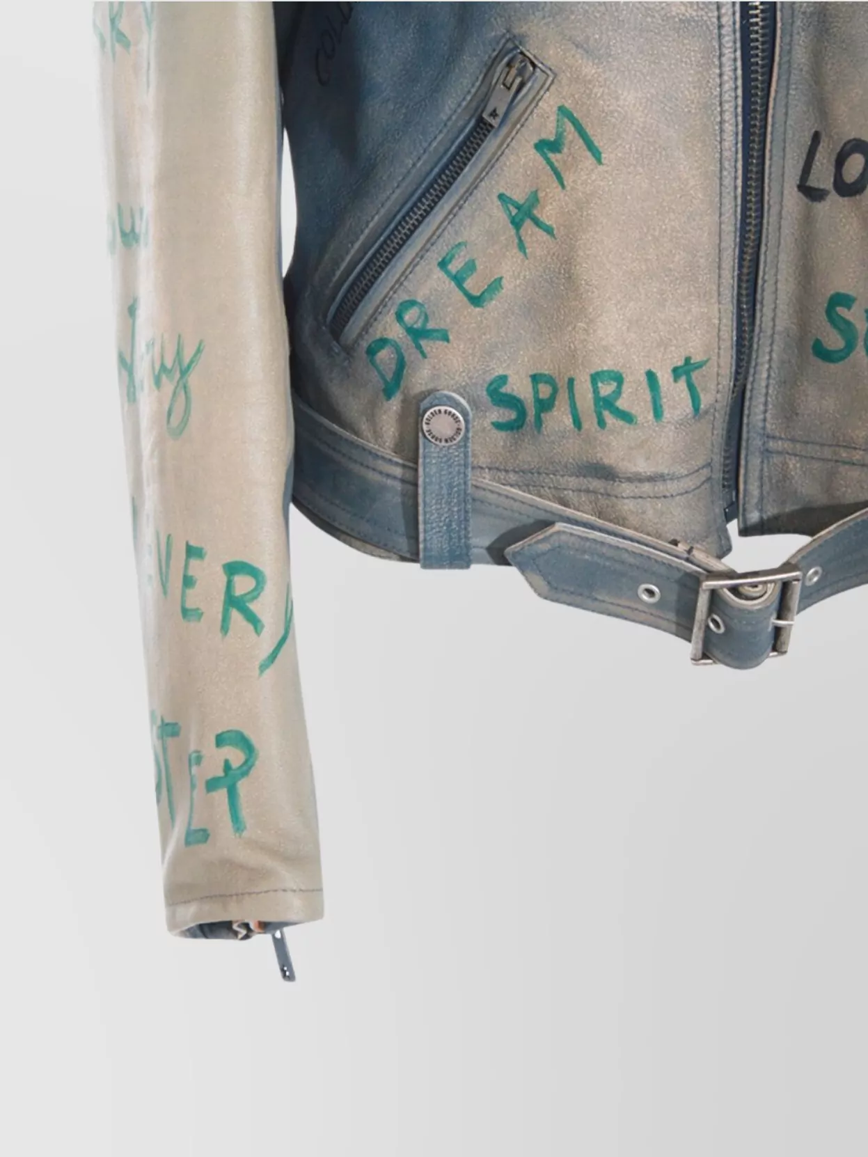 Golden Goose Stylish Leather Jacket With Fringe And Print