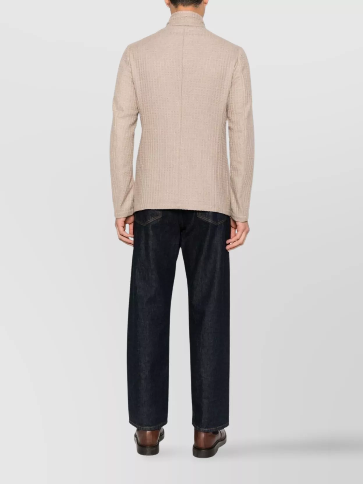 Emporio Armani Textured Fabric Blazer High Collar