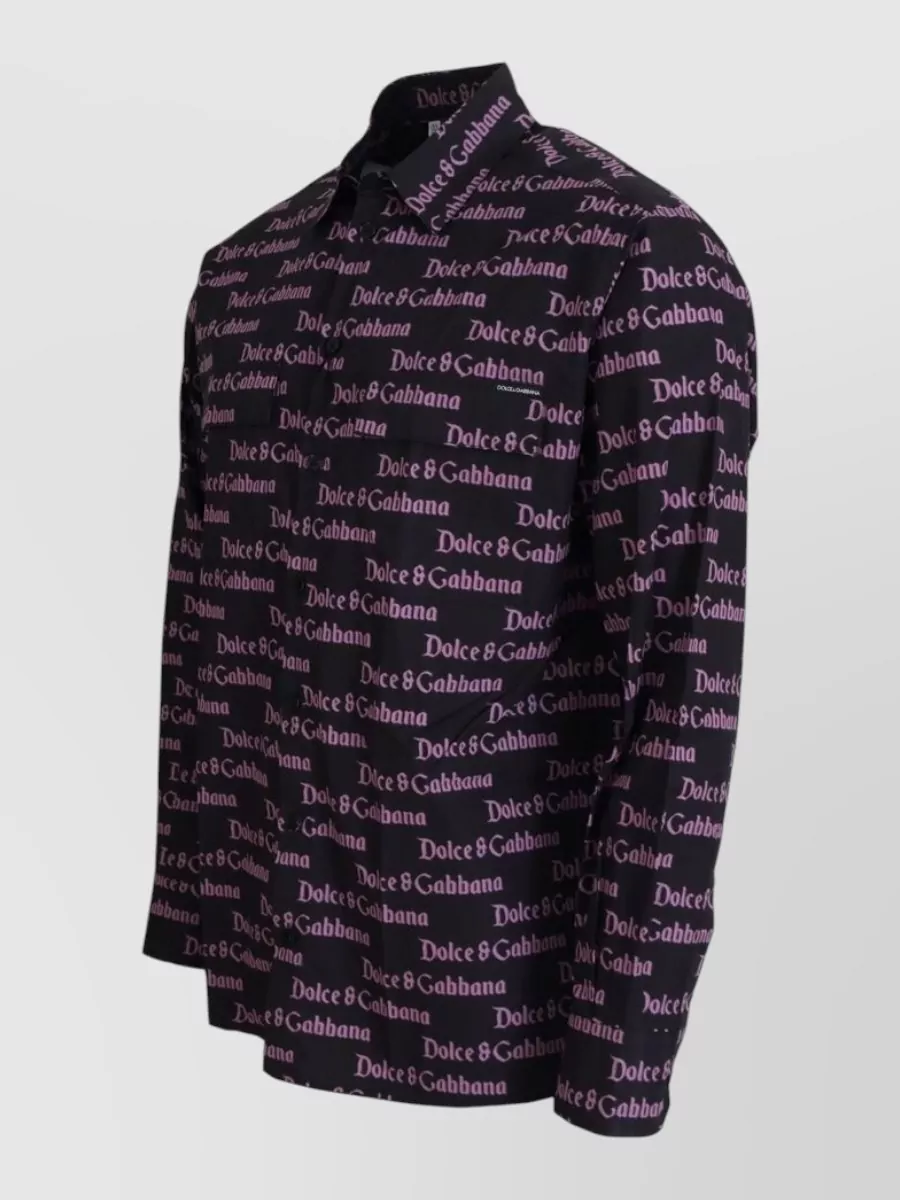 Dolce&Gabbana Cotton Logo Print Slim Fit Shirt