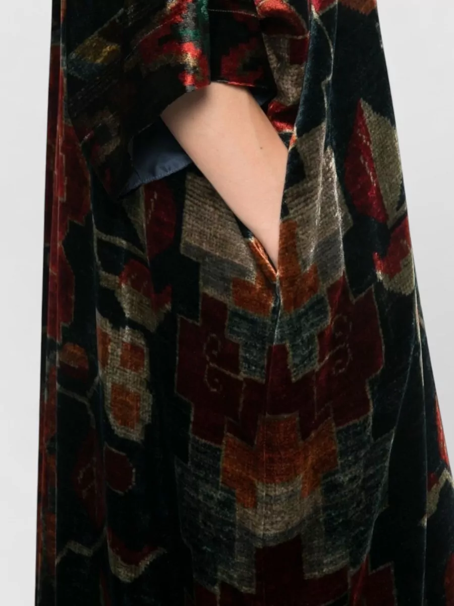 Pierre Louise Mascia Silk V-Neck Printed Maxi Dress