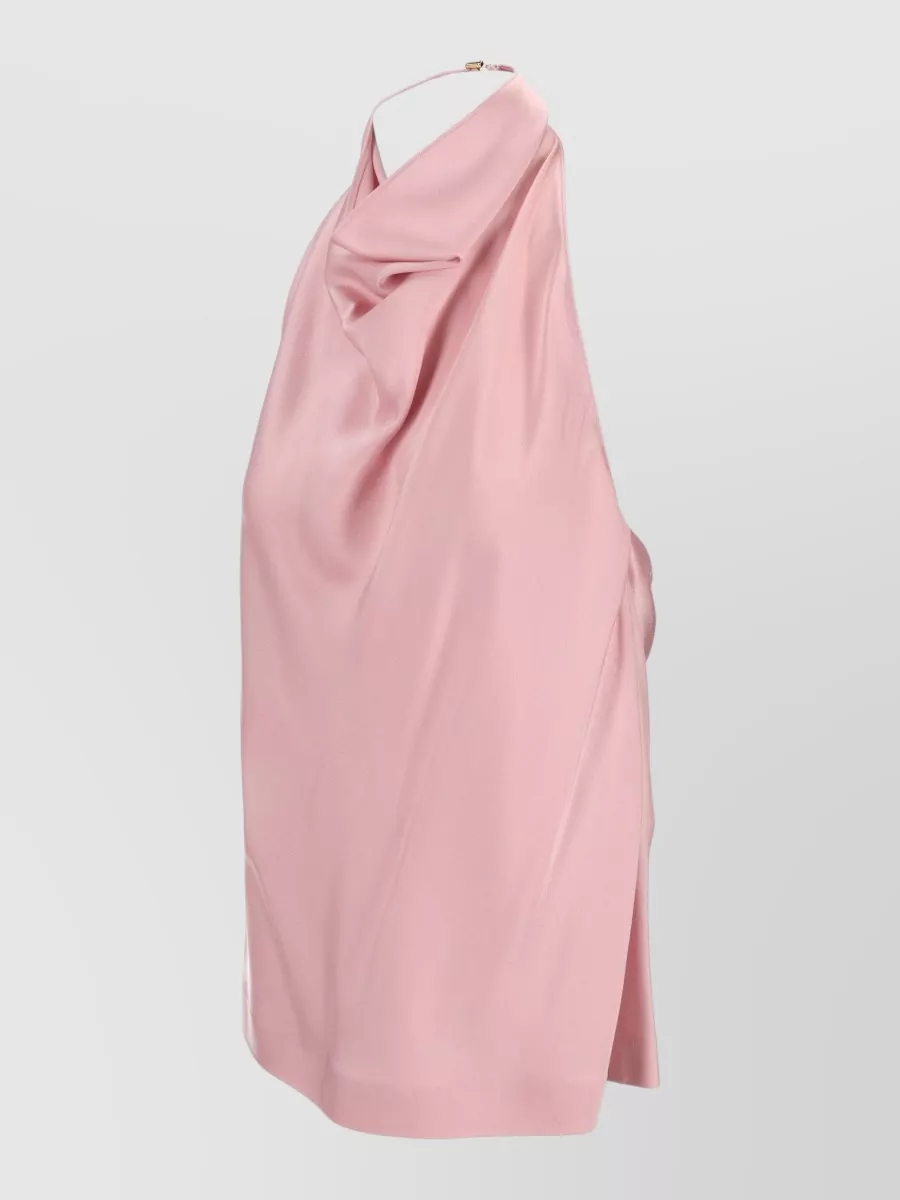 Stella Mccartney Satin Halterneck Top Draped Backless Design