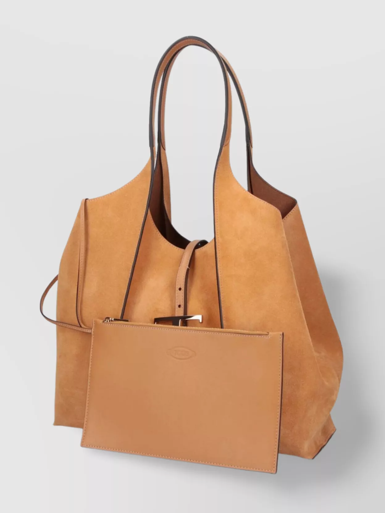Tod's Suede Top Handle Shoulder Bag Contrast Stitching