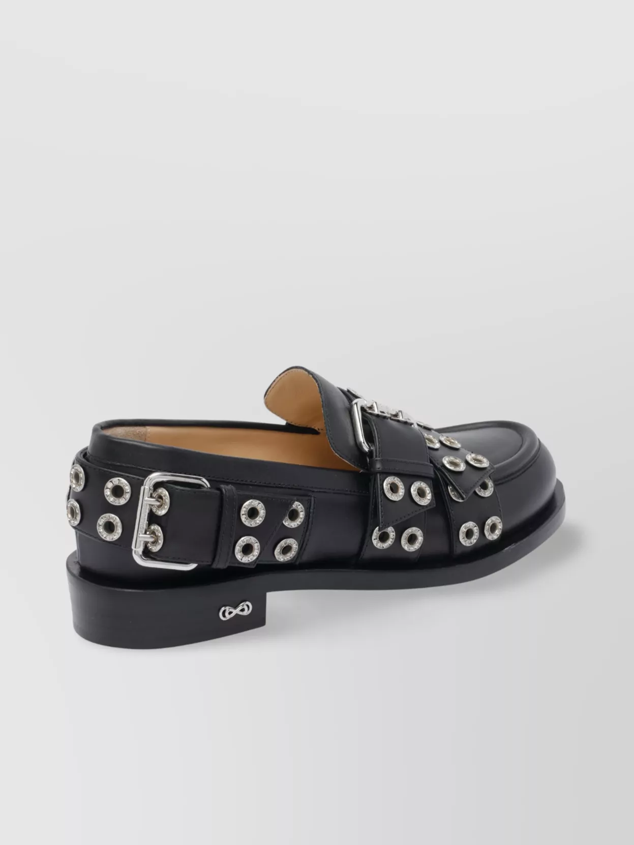 Mach&mach Vintage Buckle Belt Loafers With Stud Detail In Black
