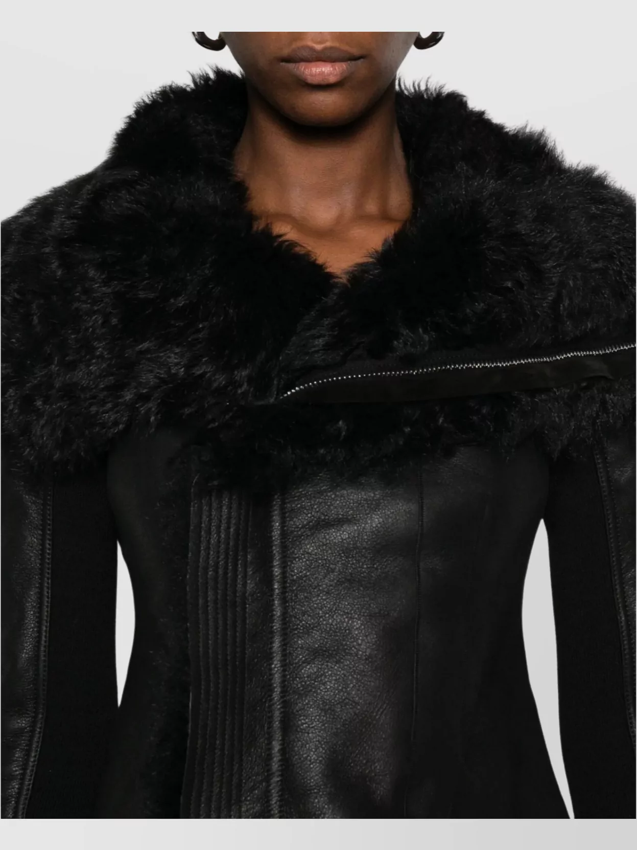 Rick Owens Naska High Neck Leather Jacket