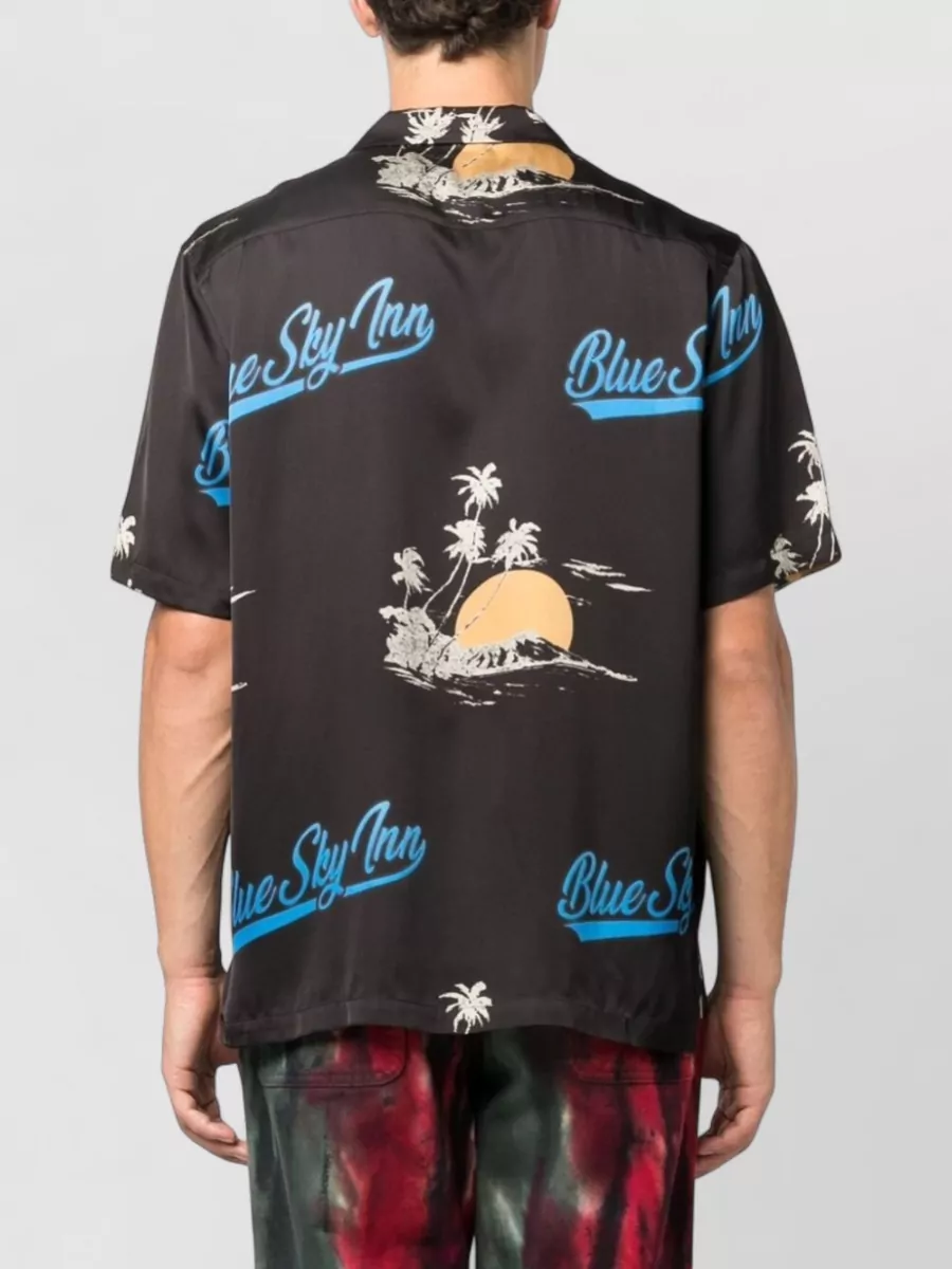 Blue Sky Inn Logo-Print Viscose Short-Sleeve Shirt