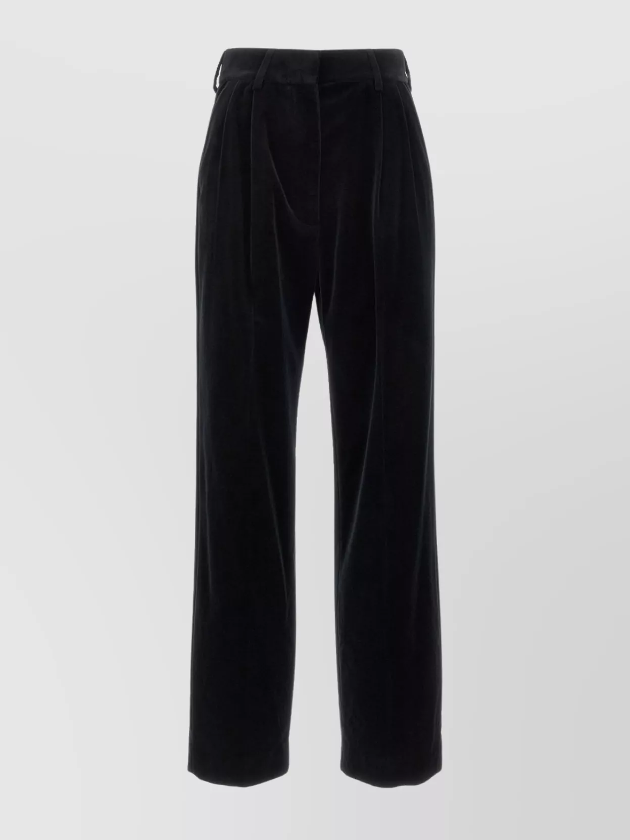 Blazé Milano Velvet Pleated Trousers With Belt Loops In Black