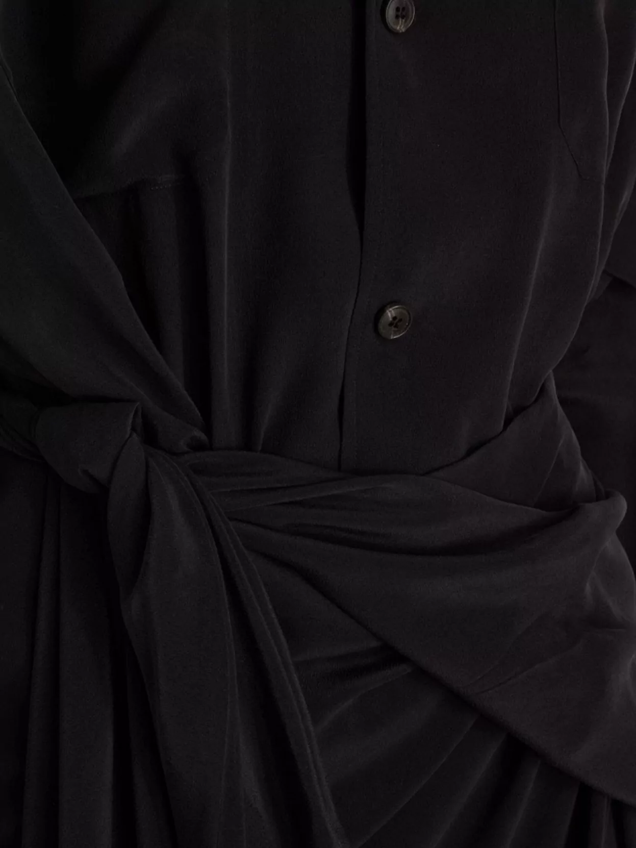 QUIRA SILK DRESS WITH OPEN COLLAR AND WAIST SASH