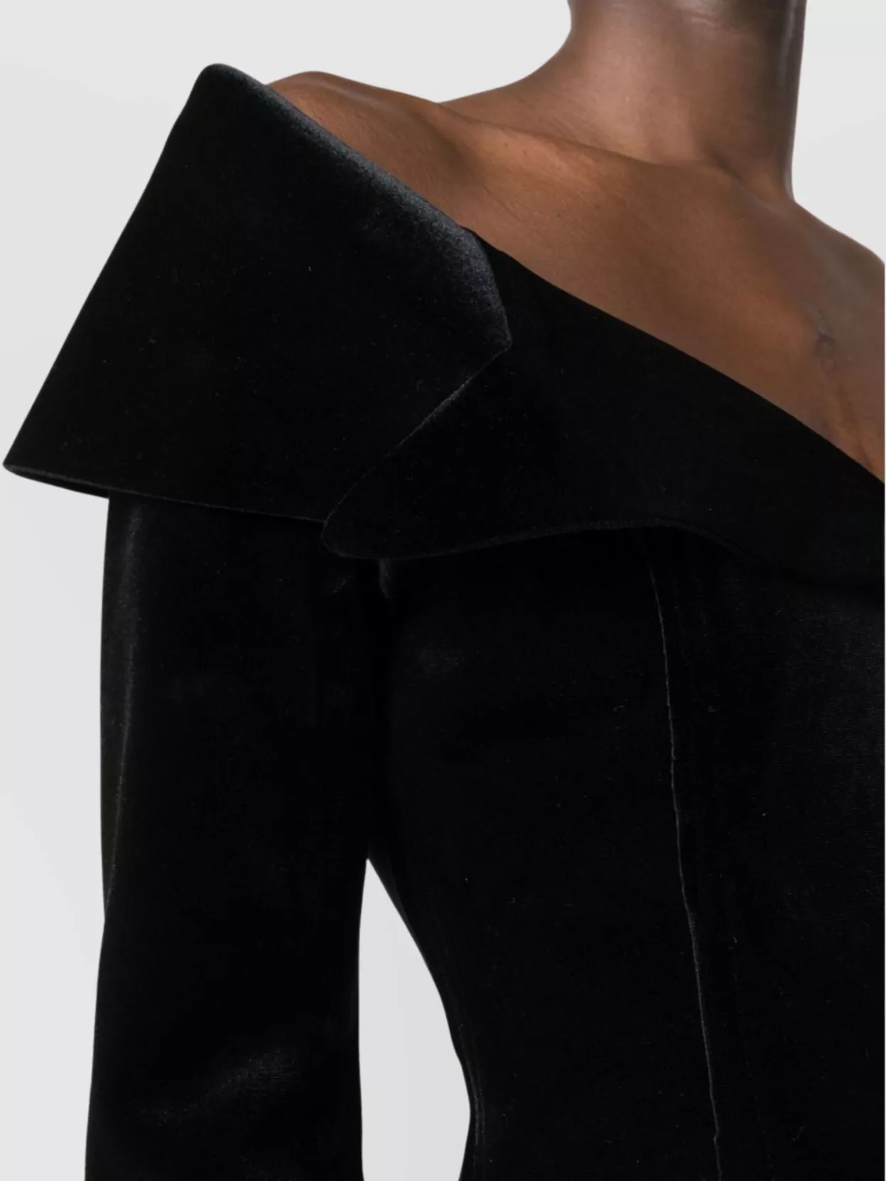 Norma Kamali Velvet Bardot-Neckline Blazer Jacket