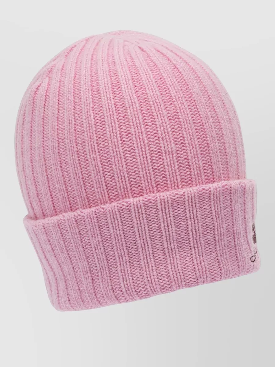 Ganni Wool Beanie Hat Rib Knit Cuff