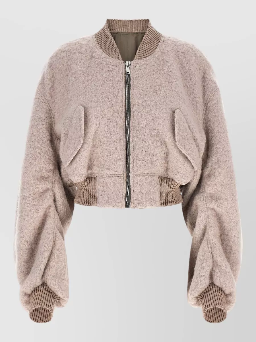 Rick Owens Wool bouclé cropped bomber jacket