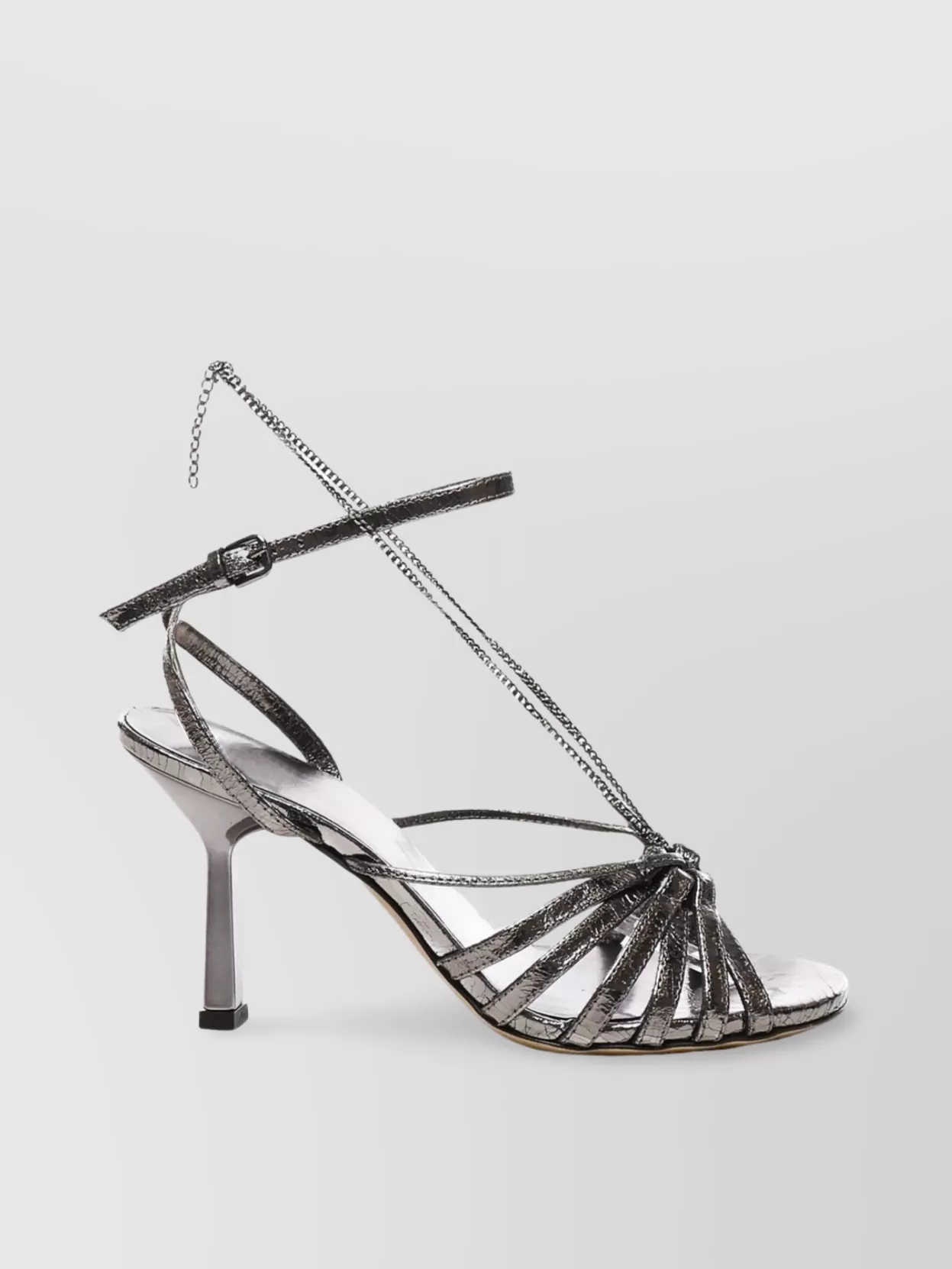 GOLDEN GOOSE NICO GREY BUCKLE ANKLE SANDALS