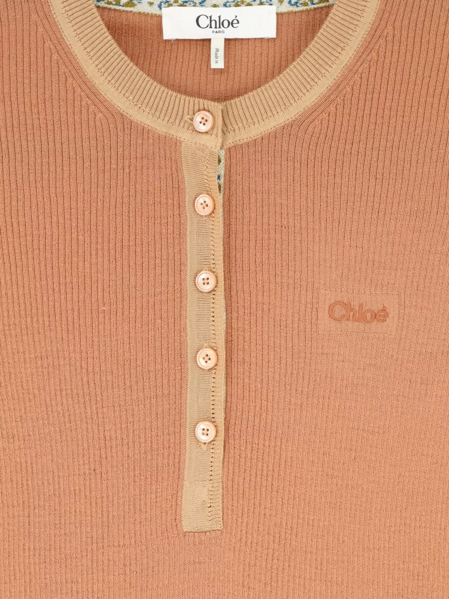 Chloé Ribbed Merino Wool Slim-Fit Henley Jumper