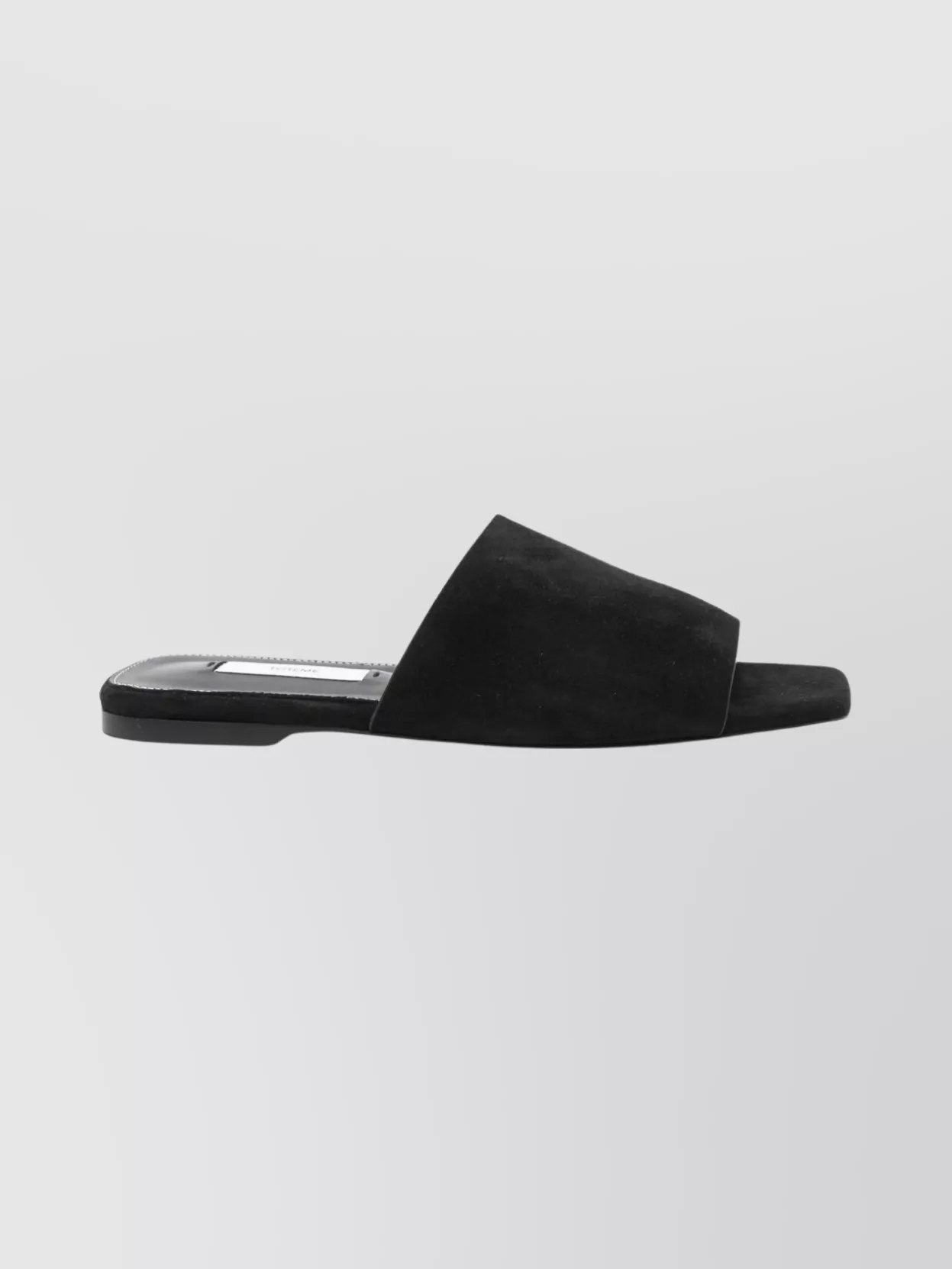 Totême Suede Flat Sandals Square Open Toe In Black