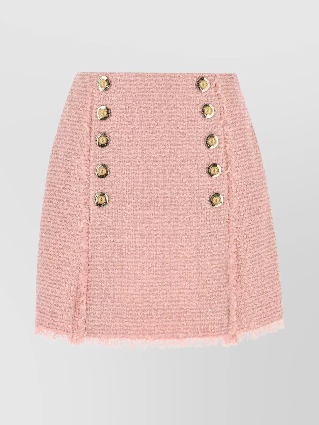 Balmain High-waisted Tweed Skirt With Gold-tone Buttons