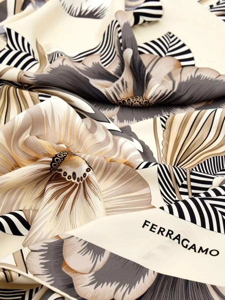 Ferragamo Silk Foulard Featuring Floral Pattern