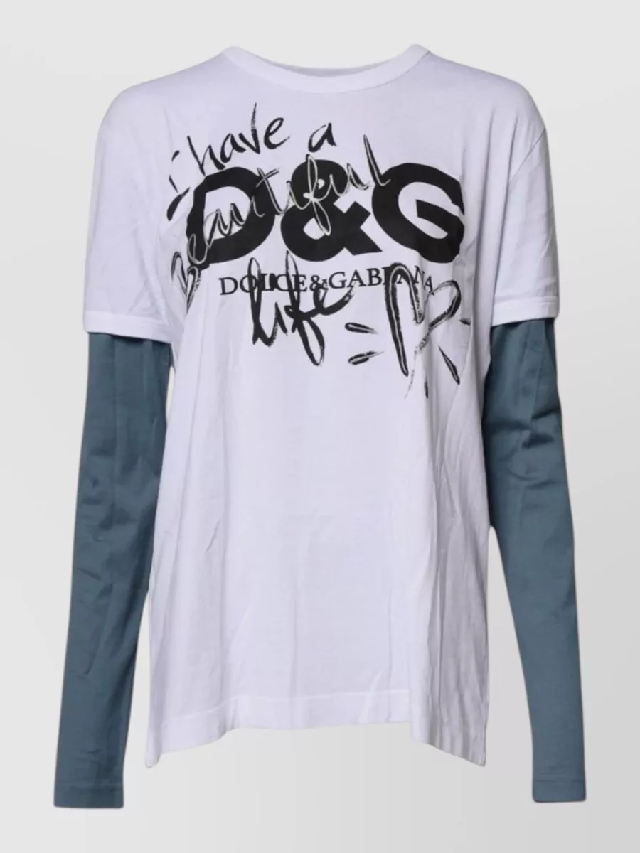 Dolce&Gabbana Graphic Print Cotton Crew Neck T-Shirt