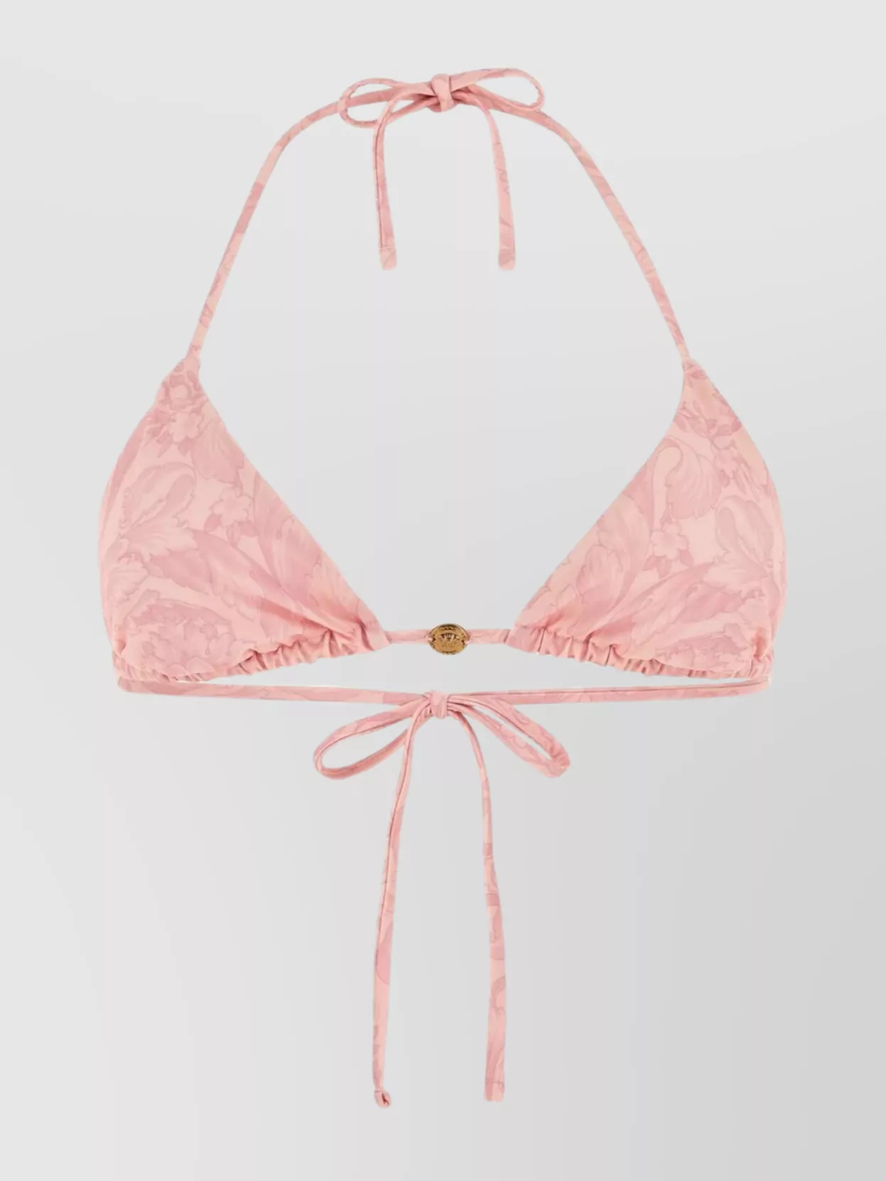 Shop Versace Barocco Patterned Bikini Top In Stretch Polyester