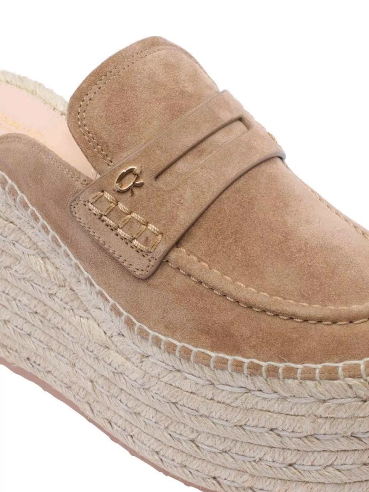 Gianvito Rossi Maxilla 105 Suede Espadrille Wedge Mules