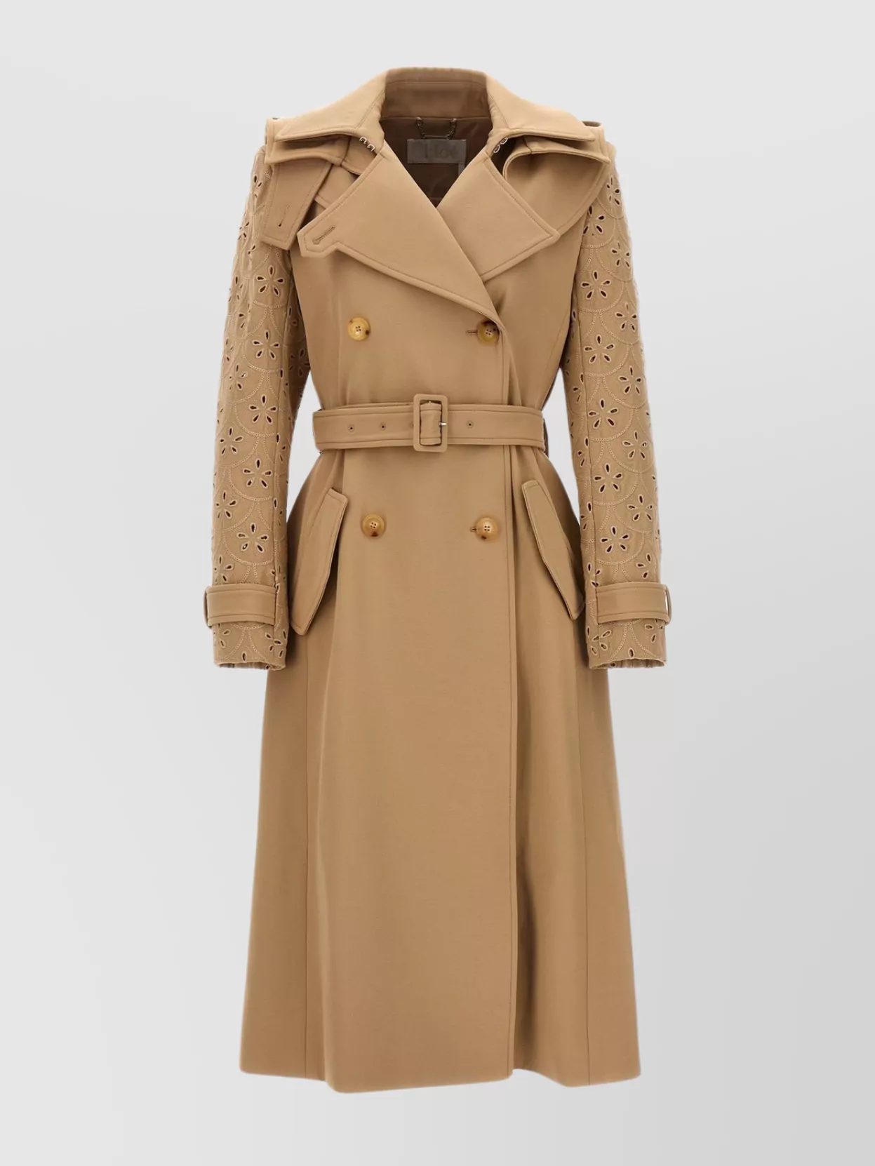 Shop Chloé Embroidered Hooded Trench Coat