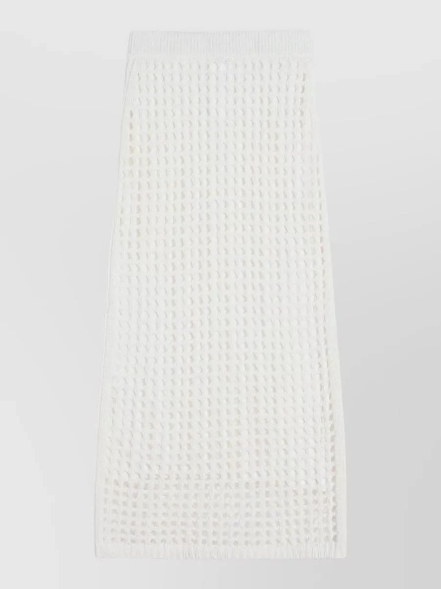 Max Mara Cotton Ribbed Mesh Straight Skirt