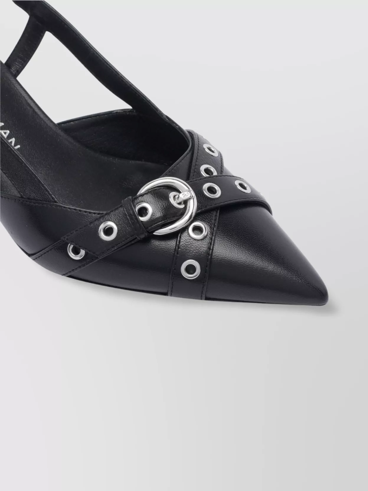 Stuart Weitzman Eyelet Leather Kitten Heel Slingback Pumps
