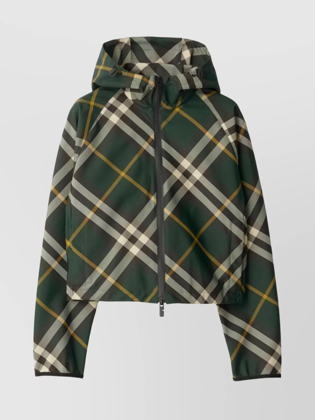 Shop Burberry Short Check Hooded Jacket
