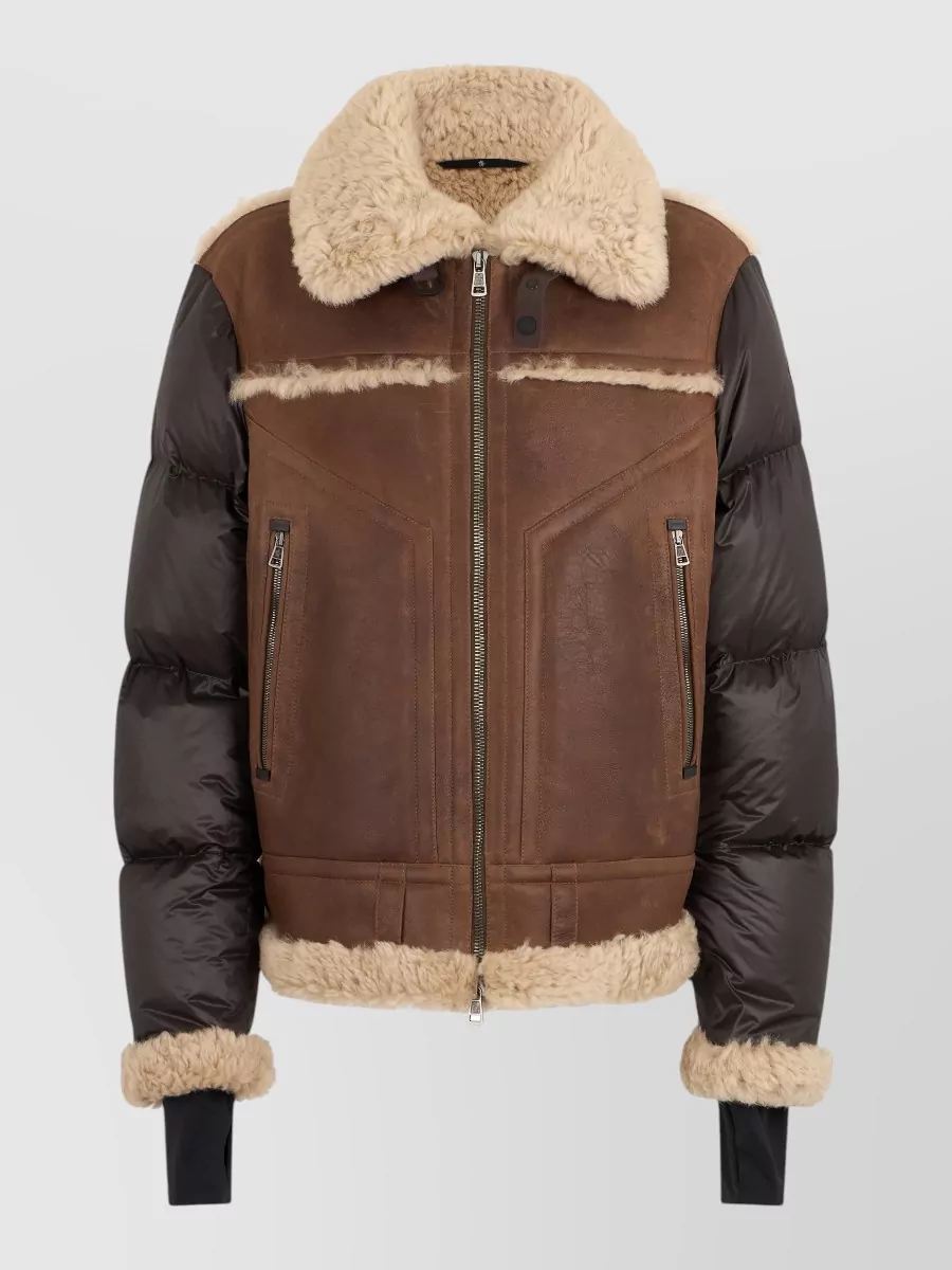 Moncler Grenoble shearling collar padded jacket
