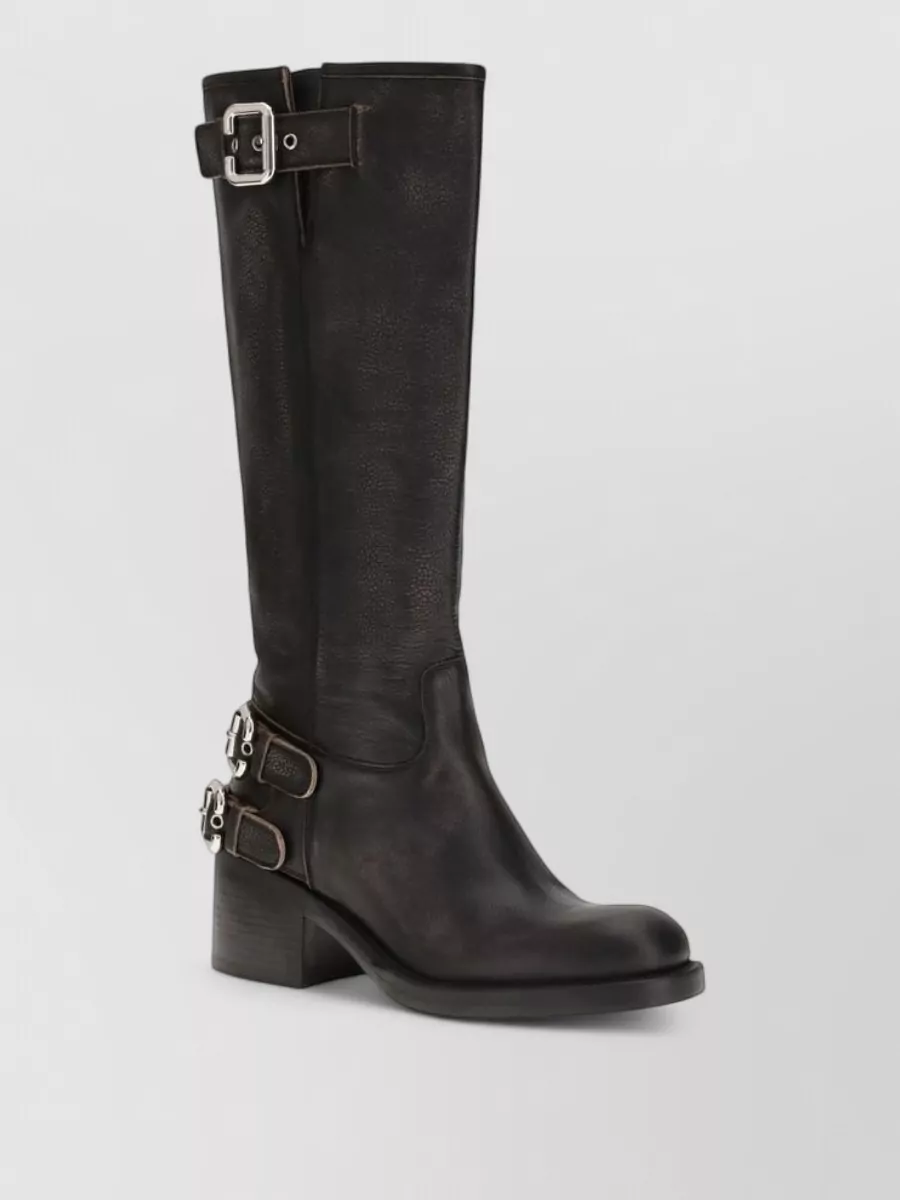 Chloé Leather Knee-High Biker Boots