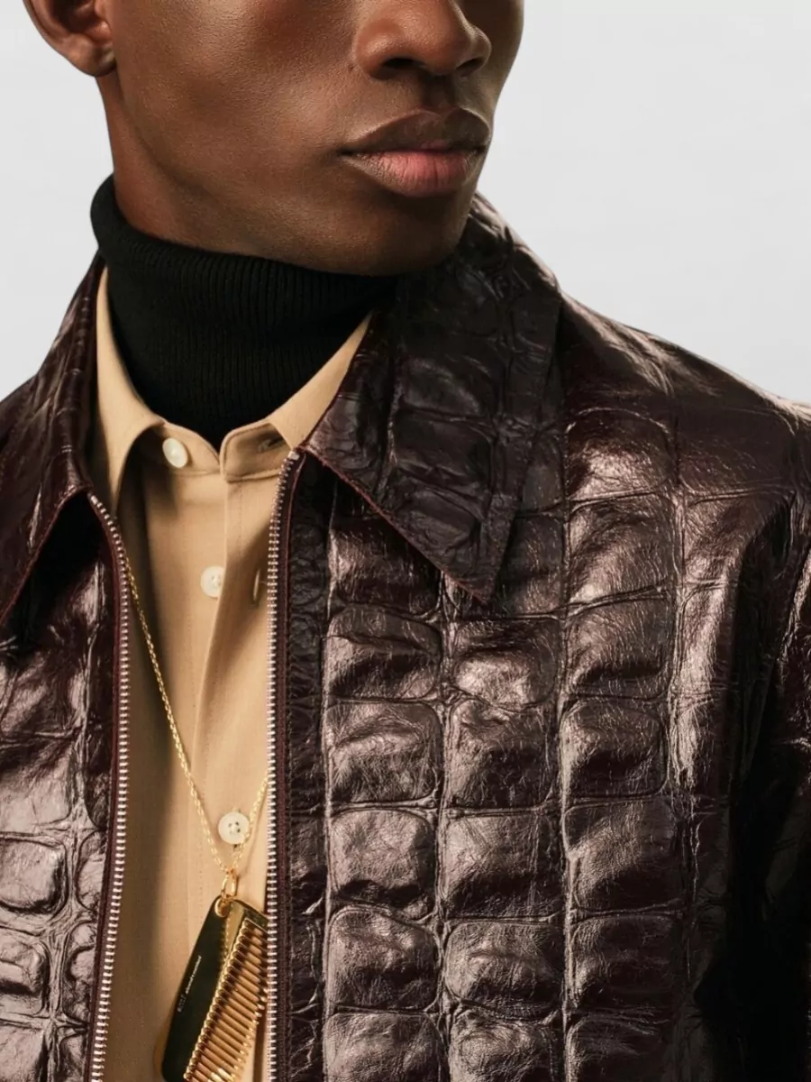 Ami Paris Leather Single Breasted Coat