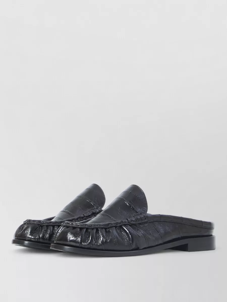 Saint Laurent Le Loafer Mule Eel Skin Shoe In Black