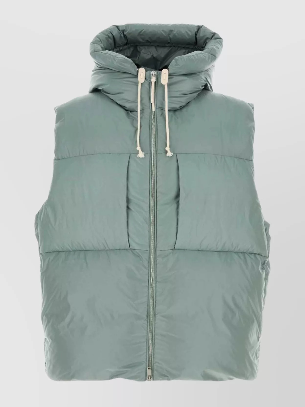 Jil Sander Hooded Sleeveless Down Jacket Drawstring Detail In Blue