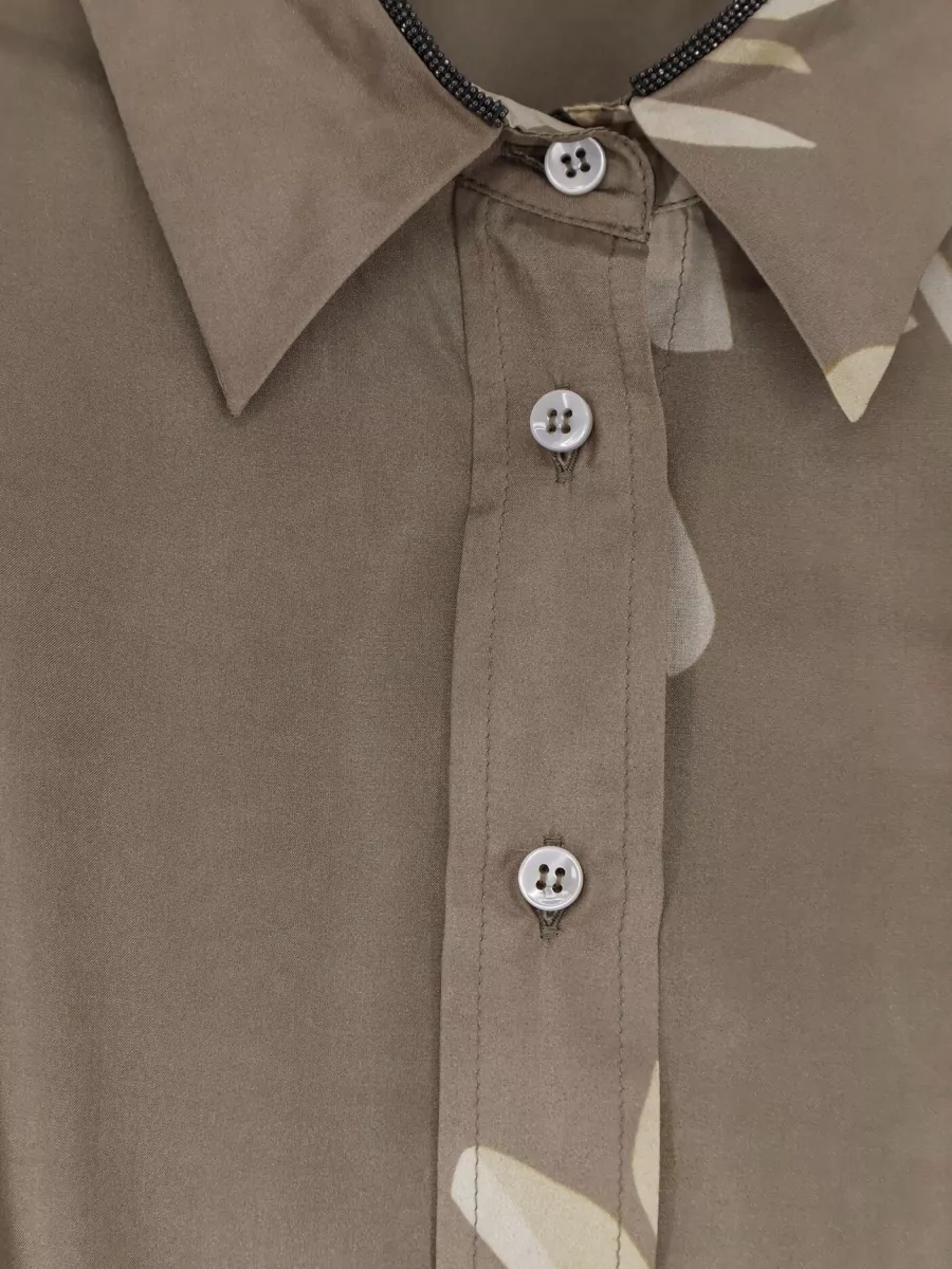 Brunello Cucinelli Silk Floral-Print Belted Shirt