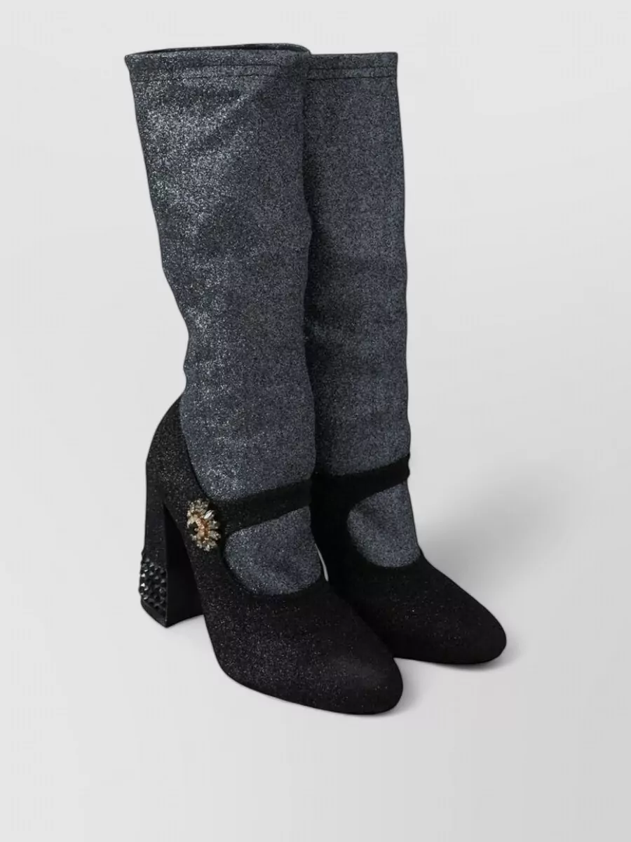 Dolce&Gabbana Crystal-Embellished Mary Jane Ankle Boots