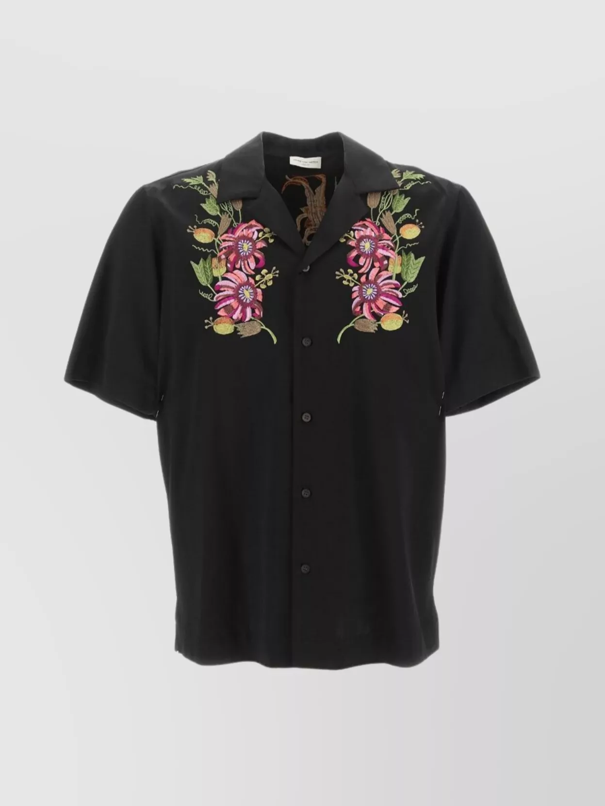 Shop Dries Van Noten Floral Embroidered Short Sleeve Shirt