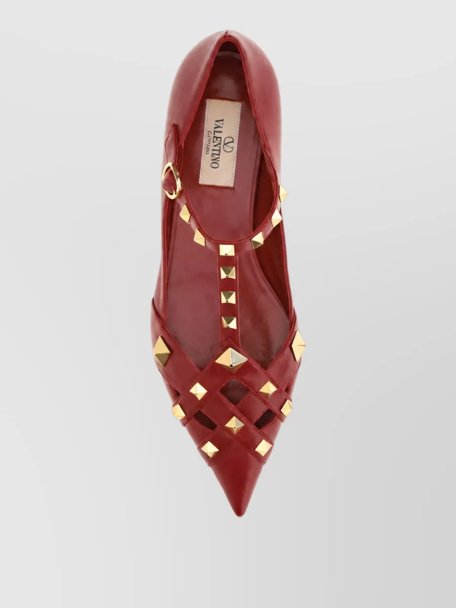 Valentino Garavani Leather Studded Ballerina Shoes