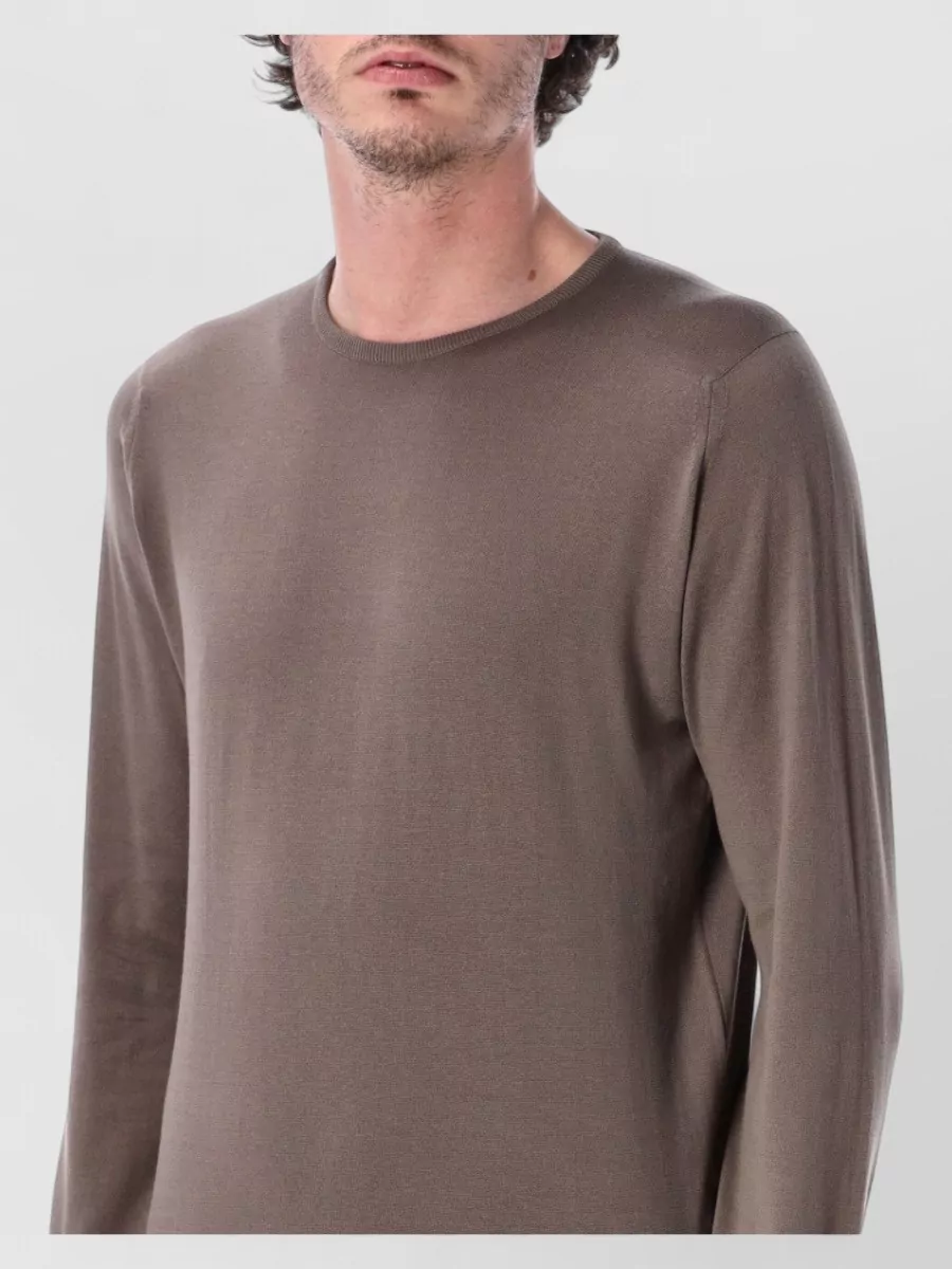 John Smedley Cotton Fine-Knit Crew-Neck Long-Sleeve Sweater