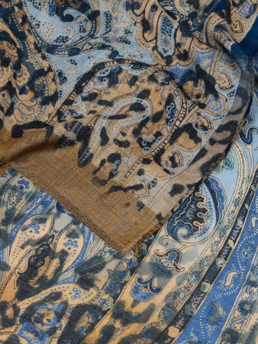 Etro Wool Silk Paisley Print Scarf