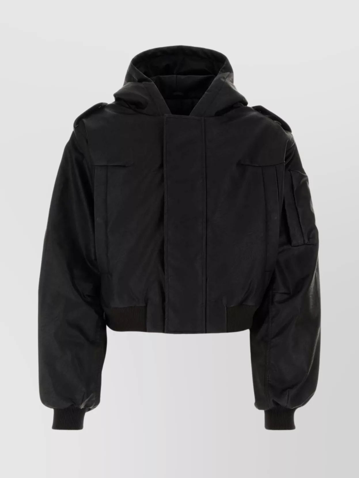 Shop Entire Studios Bomber Jacket With Hood And Elasticized Cuffs In Black
