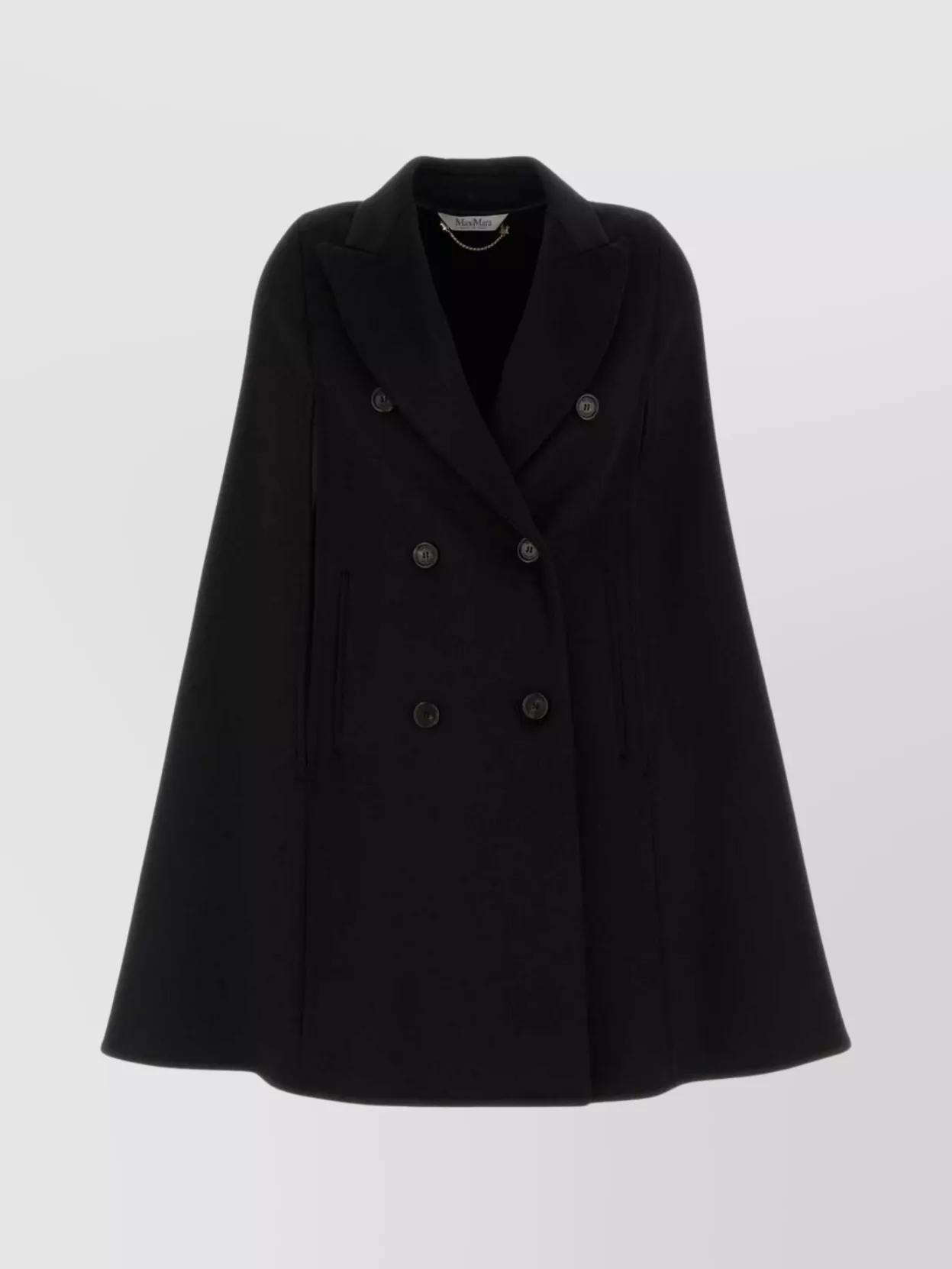Max Mara Pordoi Cape With Button Detailing And Notched Lapels In Black