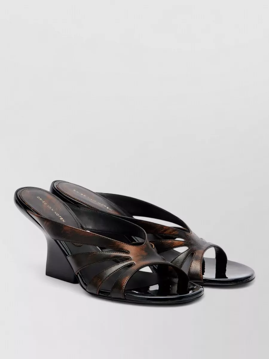 Dries Van Noten Leather Wedge Mules