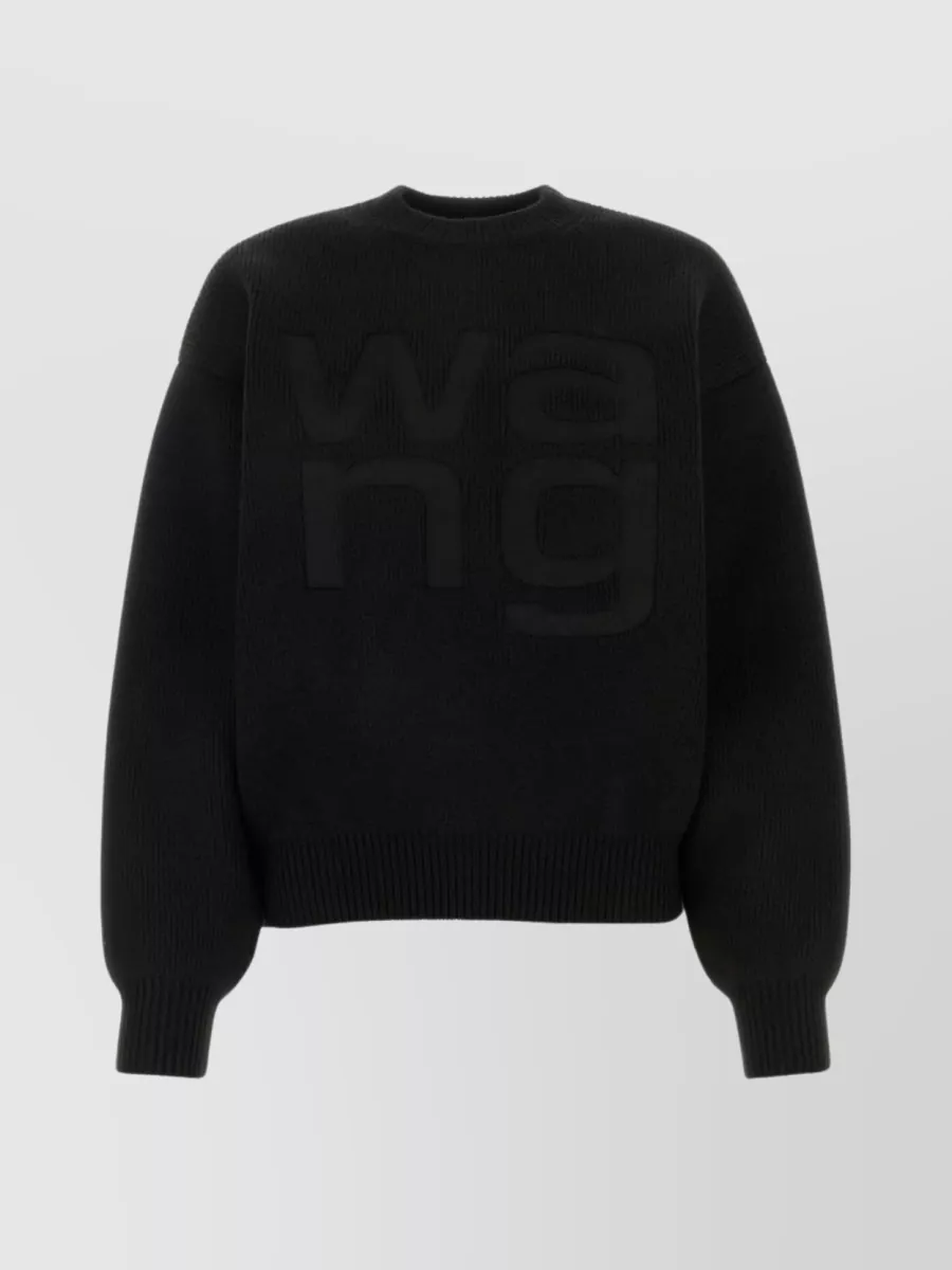 Shop Alexander Wang Puffed Sleeves Relaxed Knitwear In Black