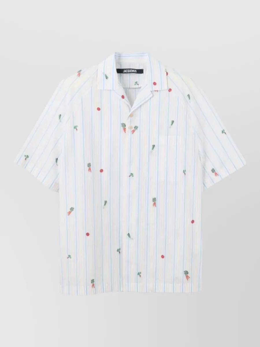 Jacquemus striped cotton camp collar short-sleeve shirt