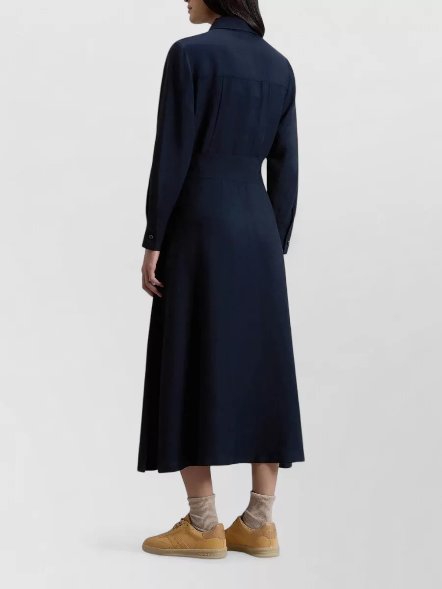 Woolrich Linen Blend Belted Shirt Midi Dress
