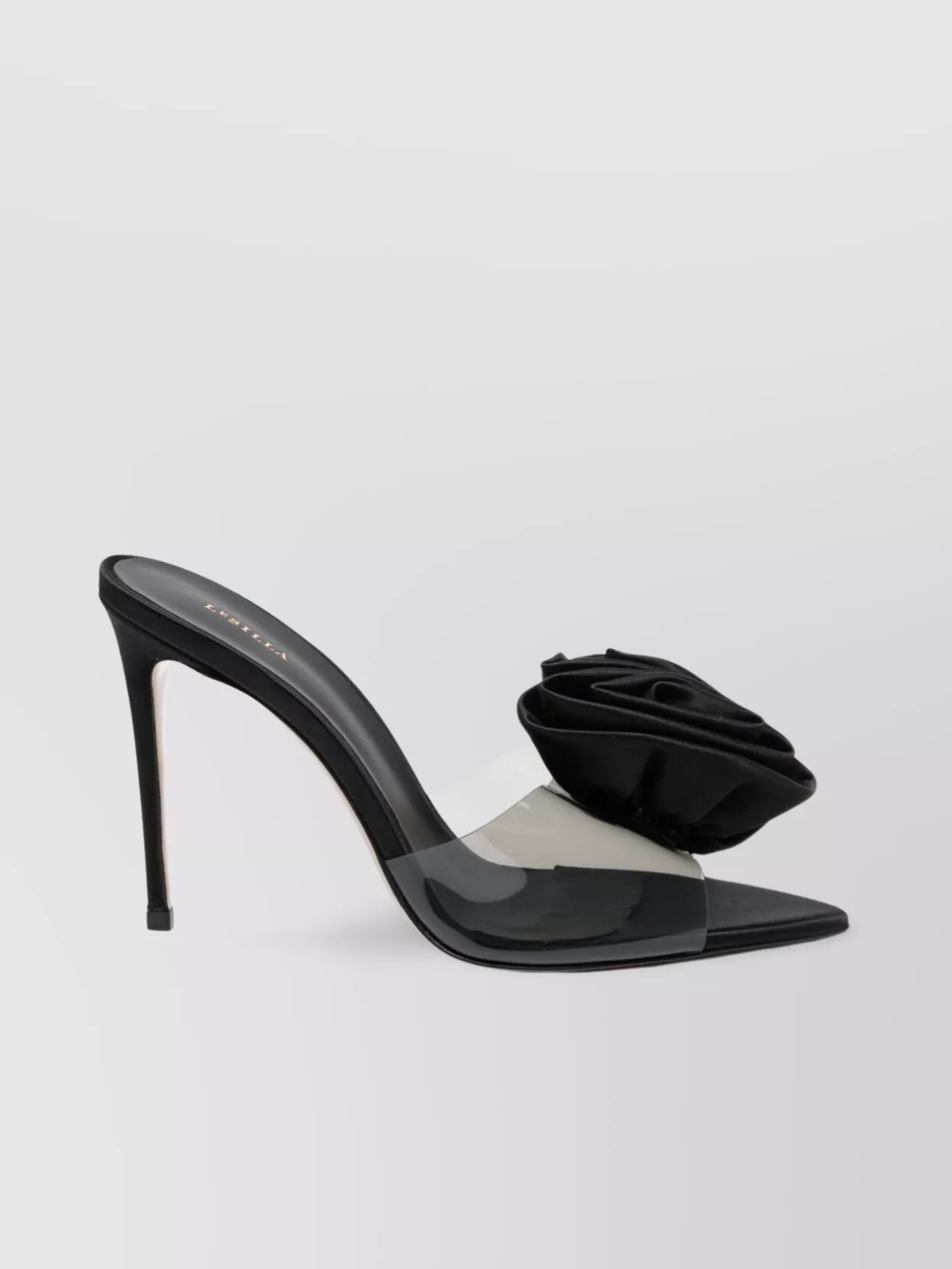Le Silla Floral-appliqué 105mm Transparent Sandals In Black